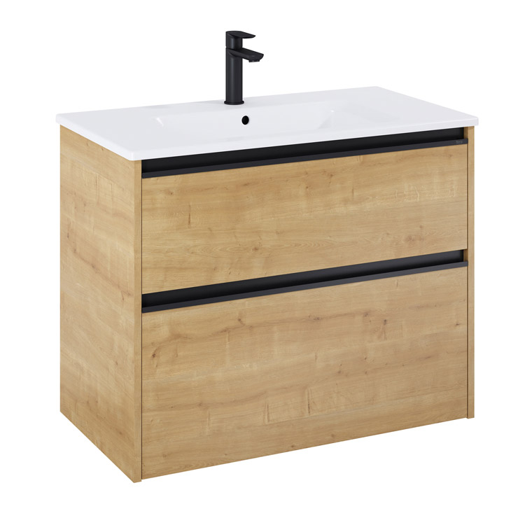 Roca Gap Pro Zestaw łazienkowy Unik szafka z umywalką slim 80 cm jasny dąb (A852051464)